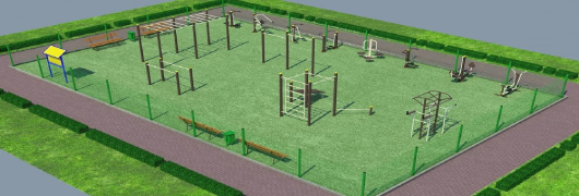 Проект спортивной воркаут площадки с уличными тренажерами в Бердянске