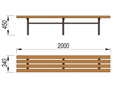 Двухметровая лавочка без спинки 2 м МАФ 1602 в Бердянске