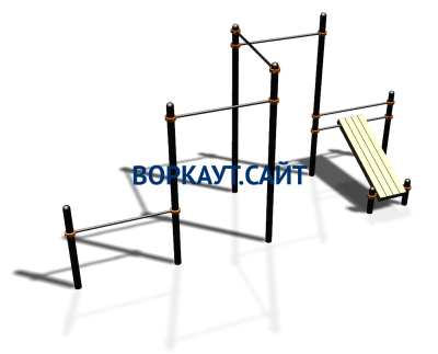 Воркаут комплекс разноуровневых турников со скамьей для пресса ВС-37 в Бердянске