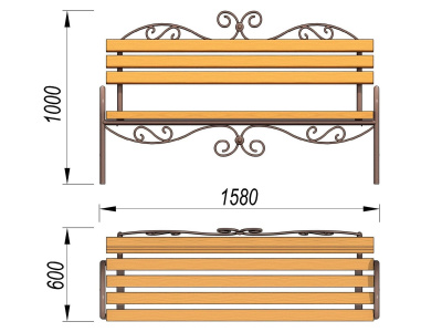 Лавочка кованная МАФ 1606 в Бердянске