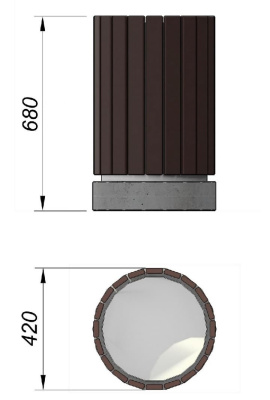 Урна деревянная круглая с бетонным основанием МАФ 1632 в Бердянске