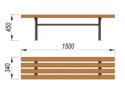 Лавочка без спинки МАФ 1601 в Бердянске