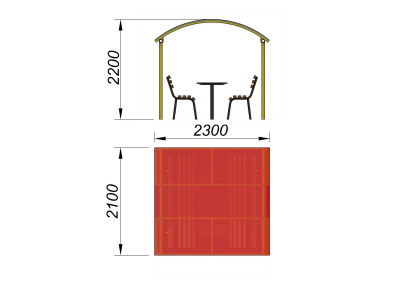 Стол и лавки под навесом МАФ 4005 в Бердянске