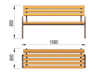 Парковая лавочка со спинкой МАФ 1605 в Бердянске